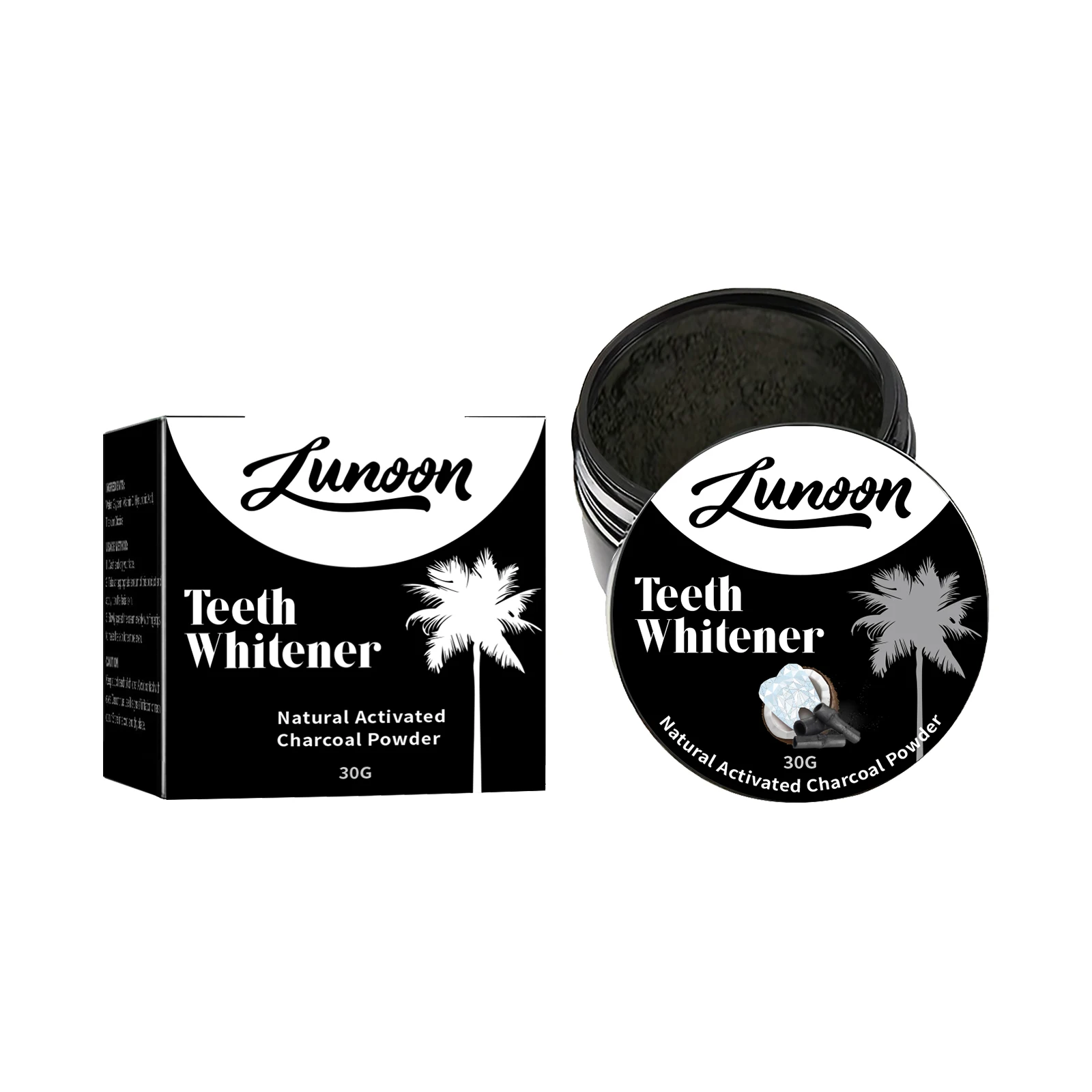 LUNOON Natural Activated Charcoal Powder Natural Tooth Powder for Deep Clean Fresh Breath 30g