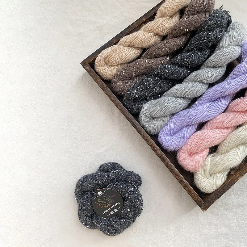 Lotus Yarns Bordeaux Superfine Alpaca Extrafine Merino Sequin 165m/50g Fingering Weight Colored Knitting Yarn For Sweater Shawl