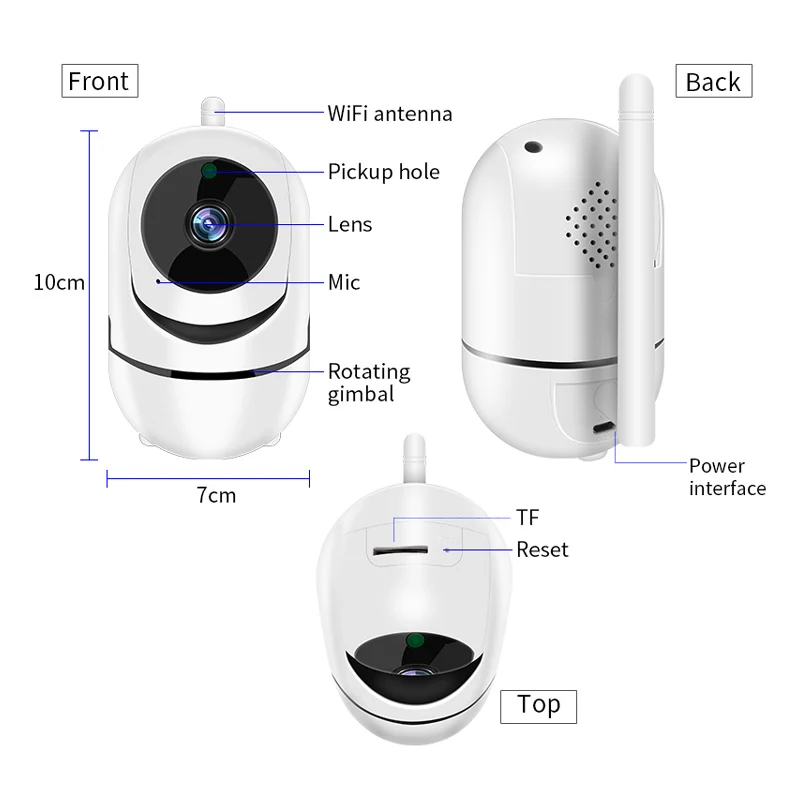 OEM 1080P YCC356 Plus Motion Tracking Baby Monitor Mini Indoor Surveillance Camera WiFi CCTV Wireless Security IP PTZ Camera