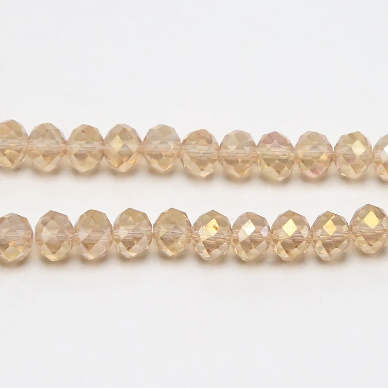 6x8mm Glass Beads Champagne with AB Iris Faceted Rondelle Beads for  DIY Jewelry Making
