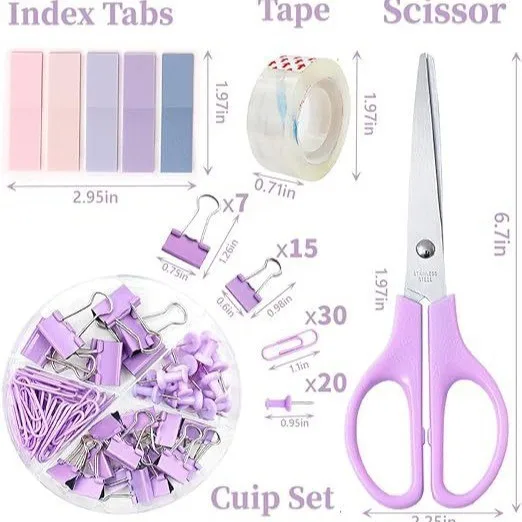 Desktop office stationery set pink stapler tape holder scissors staple remover in stock