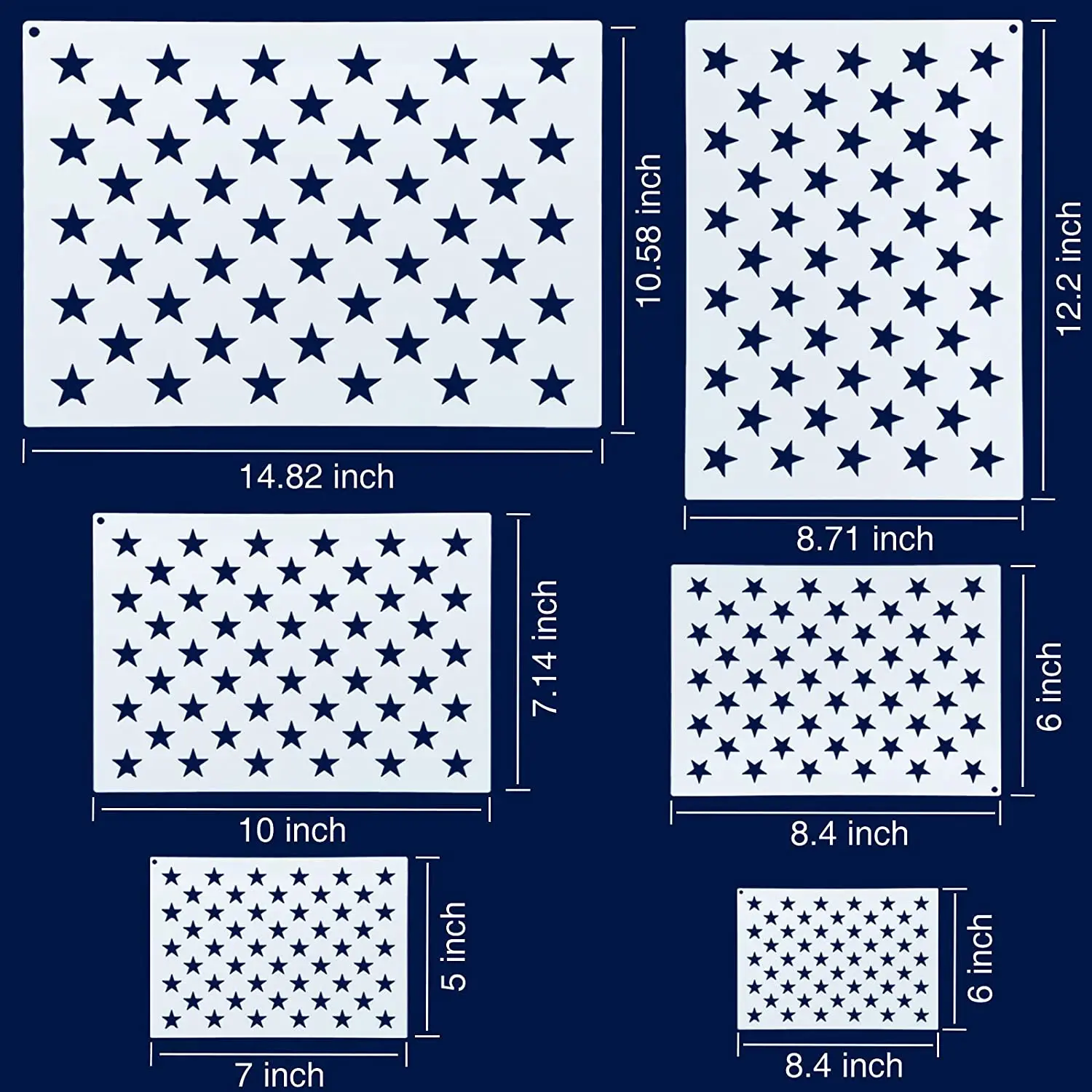 American Flag 50 Star Stencil Templates 6 Sizes American Flag Templates, Ideal for DIY Crafts Design