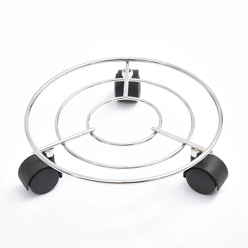 High Quality Iron Rolling Plant Caddy With Wheels Adjustable Indoor Outdoor Home Metal Round Flower Pot Shelf Rack