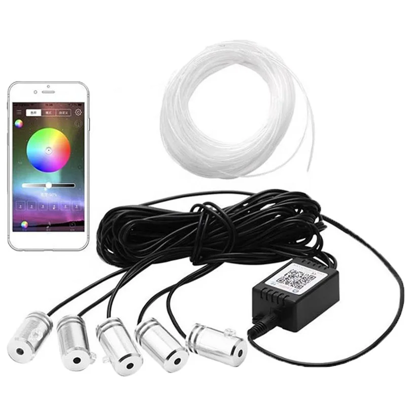 Цветная (RGB) приложение управления, устанавливаемый на крыше автомобиля холодной линии светодиодные полосы света Строб автомобилей Атмосфера Огни свет салона автомобиля аксессуары