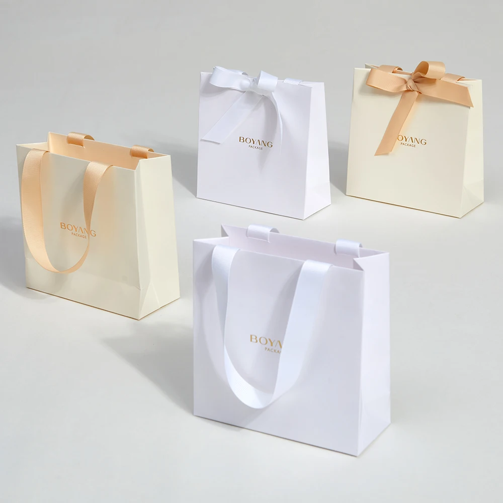 Boyang Factory Wholesale Luxury Jewelry Gift Packaging Paper Shopping Bags Custom