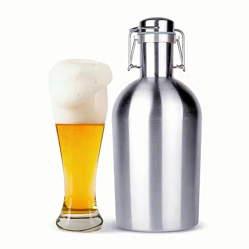 Half Gallon Customized Stainless Steel Insulated Water Bottle Camping Beer Growler Large Vacuum Jug With Shoulder Strap