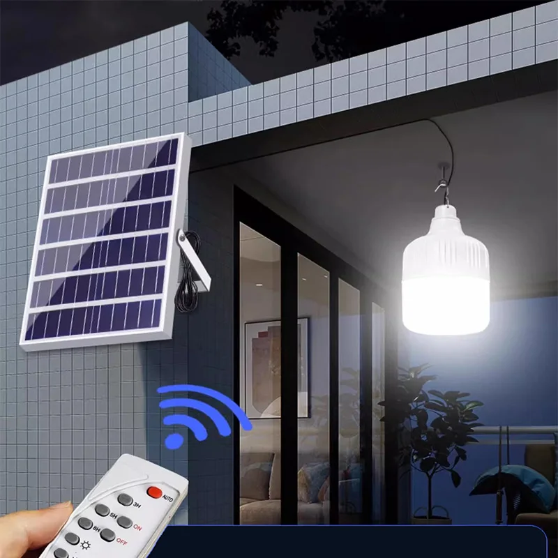 Remote control lamp led solar light bulb Rechargeable 300 Wattage Emergency Outdoor solar panels Smart Led Bulb