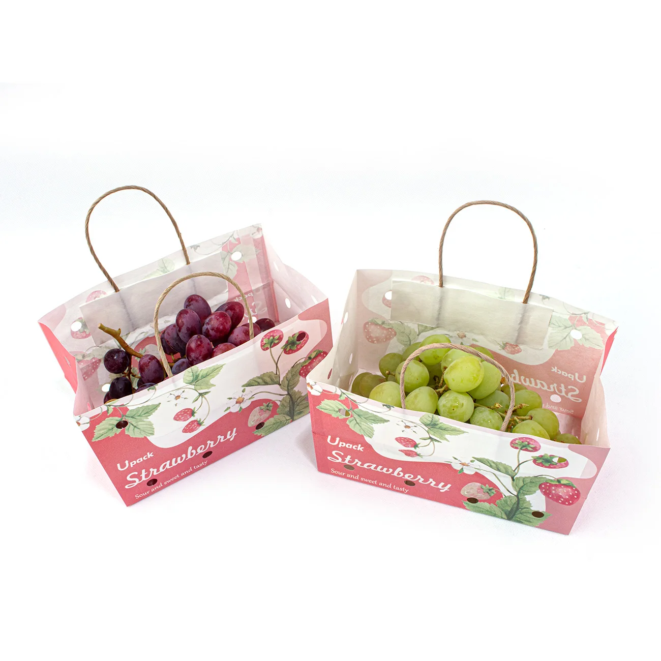 Manufacturer Wet Strength Cherry Tomato Paper Bag With Ventilation And Twisted Handle