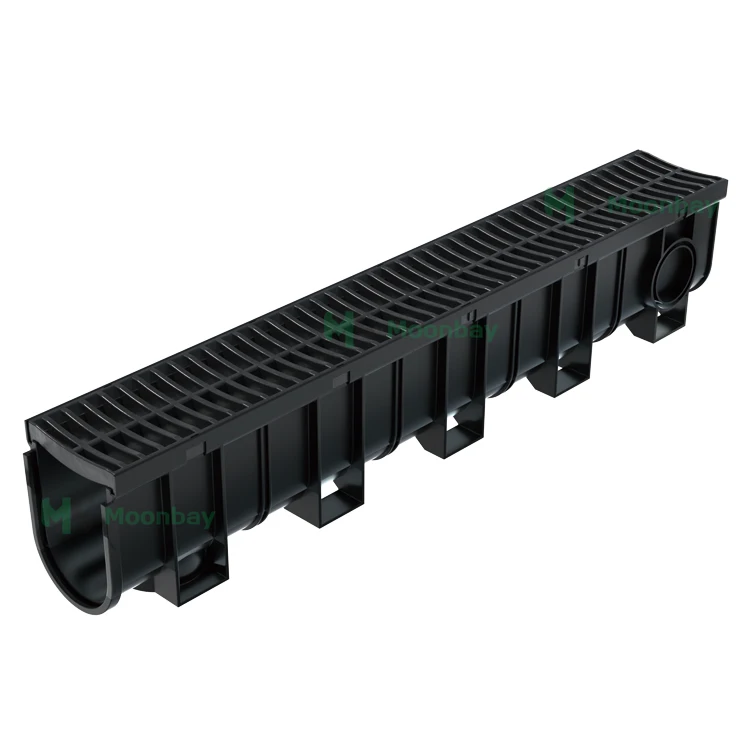 Wholesale plastic sink floor drain system u ditch with grate cover and fittings