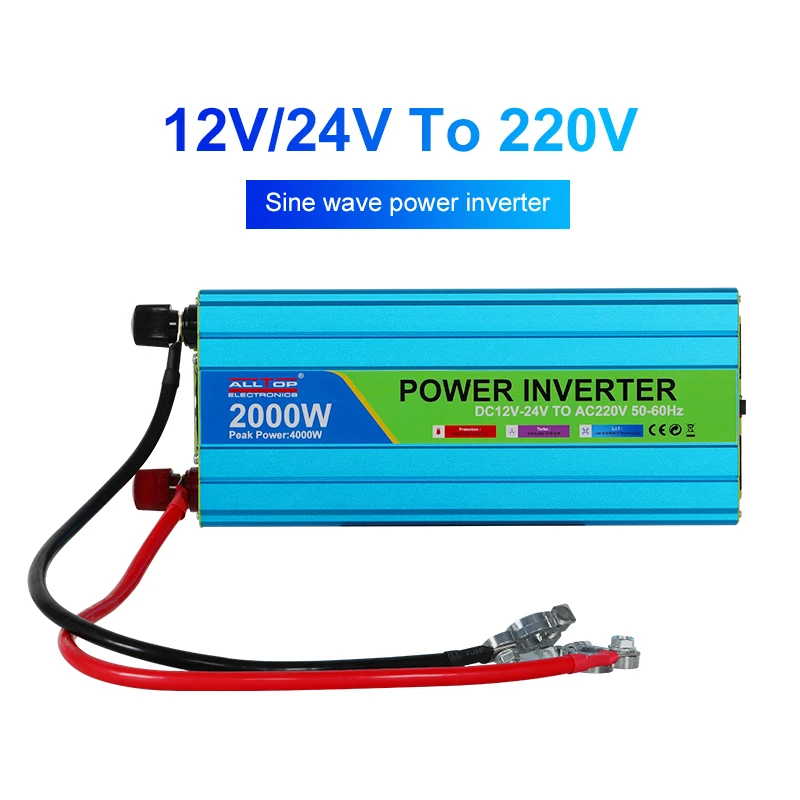 ALLTOP Low Frequency 300 600 750 1000 1500 2000 3000 Watt DC12/24V To AC220V Corrected Wave Power Inverter