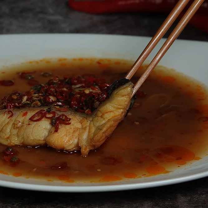 Grouper Fish Farm Dragon Tiger Grouper Fillet  (cooked, with Sichuan spicy sauce)