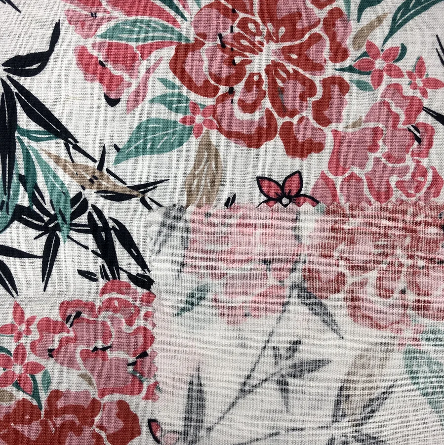 Linen Supplier woven linen viscose blend printed fabric for men shirt women dress