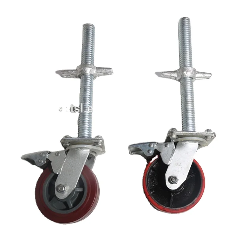 12 Inch Heavy Duty Pu Mobile Ringlock Scaffolding Caster Wheel With Brake Scaffold 12' Caster Wheel