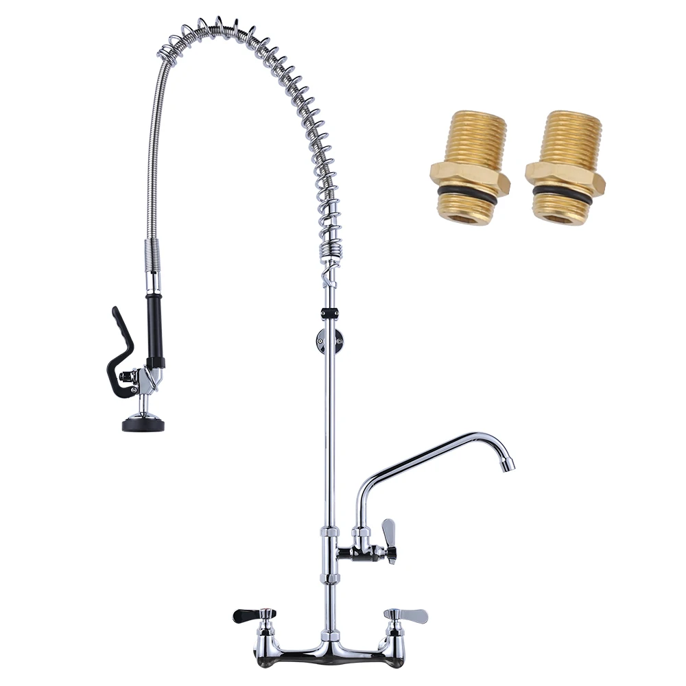 Commercial Sink Dishwasher Kitchen Sink Faucet with Coiled Spring Pull Down Pre-Rinse Spray Faucet