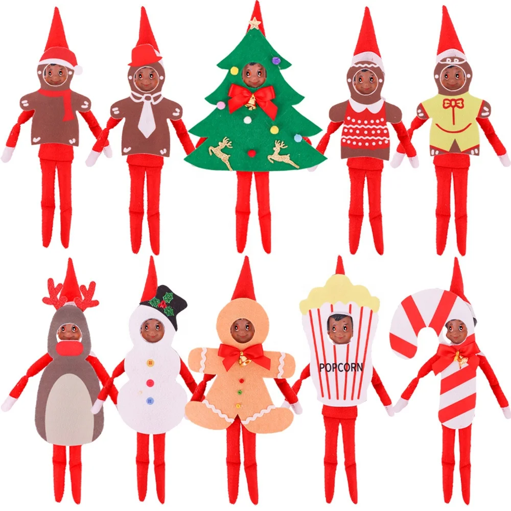 Elf Doll Costume Lovely Snowman Gingerbread Man Christmas Tree Elk Clothes Xmas Toy Accessories for Baby Elf Dolls on the Shelf