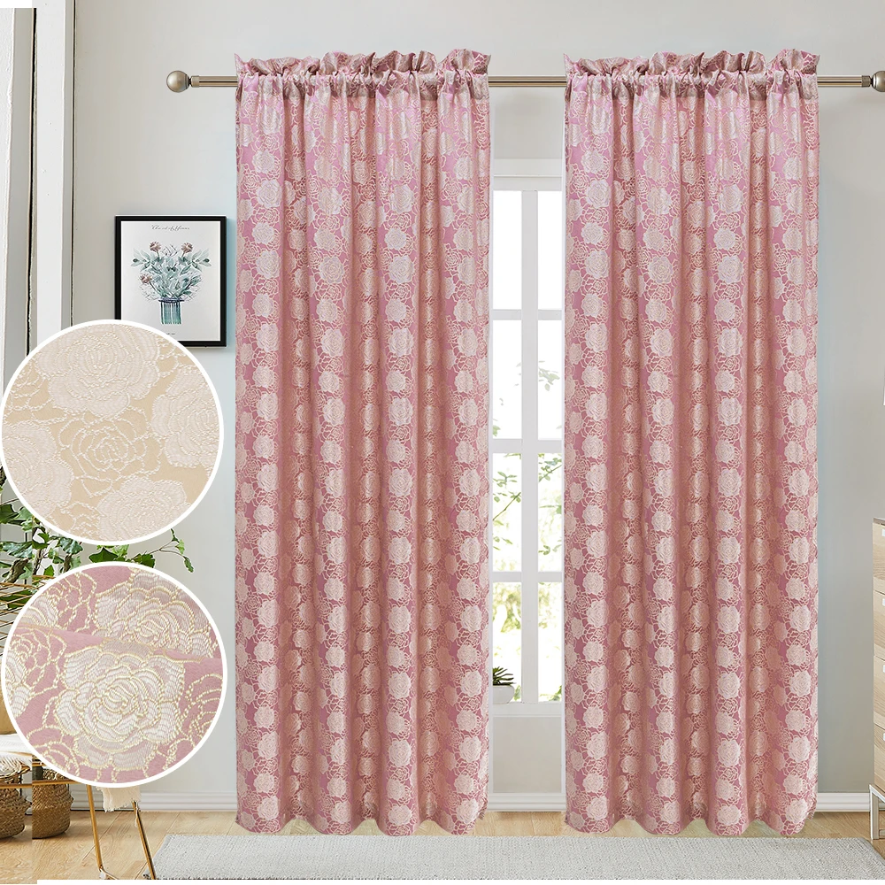 China wholesale fashion jacquard curtain fabric on sale blackout window ready made curtain for home decor luxury