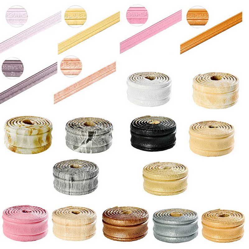 Peel and Stick Wall Border Self-adhesive Three-dimensional Wall Edging Strip Border Waterproof PE Foam Wall Lines Molding Trim