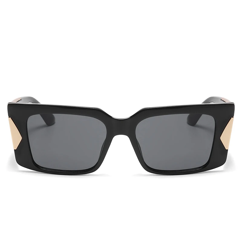 Retro fashionable unisex square  narrow frame wide leg uv400 sunglasses women high quality fashion men custom logo sun glasses