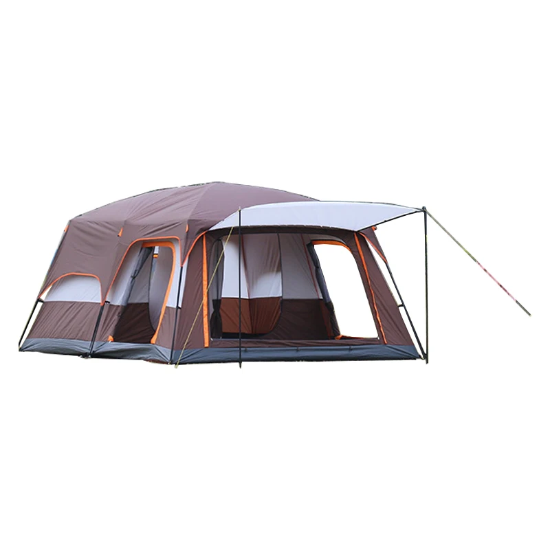 Outdoor two-room multi-person camping tent with foyer portable family thickened waterproof tent