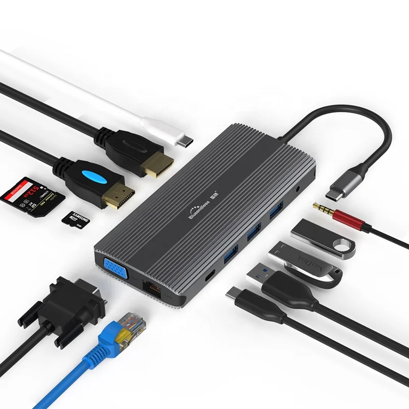 Multiple USB C HUB Docking Station Type c to Hdmi-Compatible USB C to Ethernet Adapter Charging Display Link Laptop USB 3.0 HUB