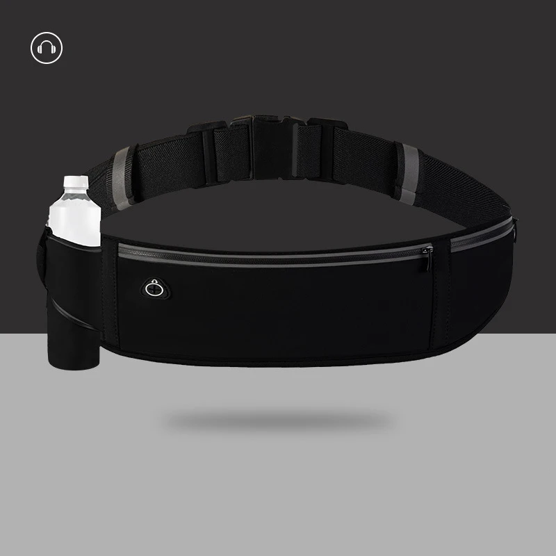 Outdoor Reflective Elastic Belt Running Walking Gym Waist Bag Phone Belt Pouch Racing Belt Fitness Fanny Pack with Bottle Holder