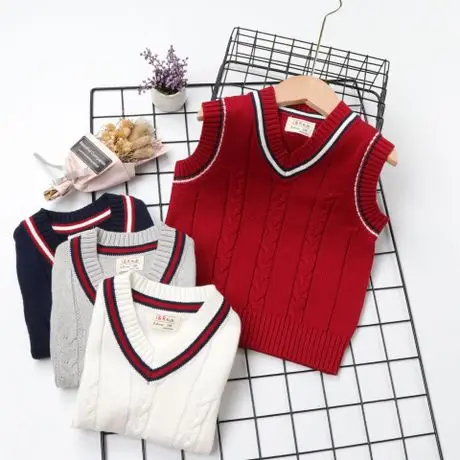 Однотонный свитер для мальчиков, Весенняя верхняя одежда, жилет из хлопка для малышей