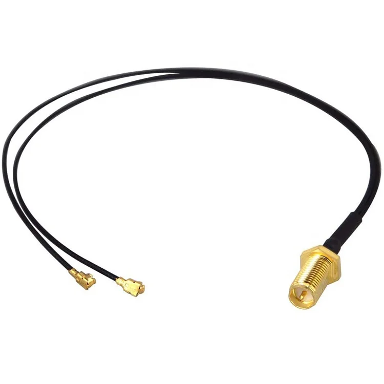 15cm RP-SMA Female Bulkhead Mount to Dual IPEX/UFL WiFi Antenna Adapter Y Type Splitter 1.13 RF Cable