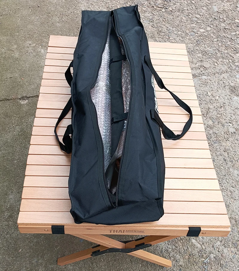 wholesale good quality durable wooden outdoor foldable portable three legs fold away camping table with storage bag