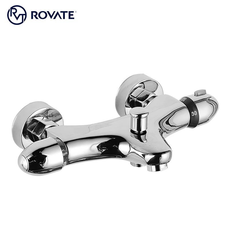 ROVATE Factory Wholesaler Bathroom Bathtub Thermostatic Faucet Shower, Modern Smart Thermostat Hot and Cold Mixing Valve