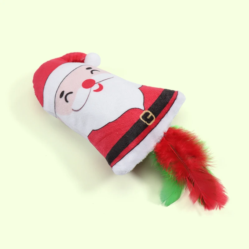 New Design Christmas Socks Catnip Plush Toy Cat Feather Toys Cat Toys For Indoor Cats