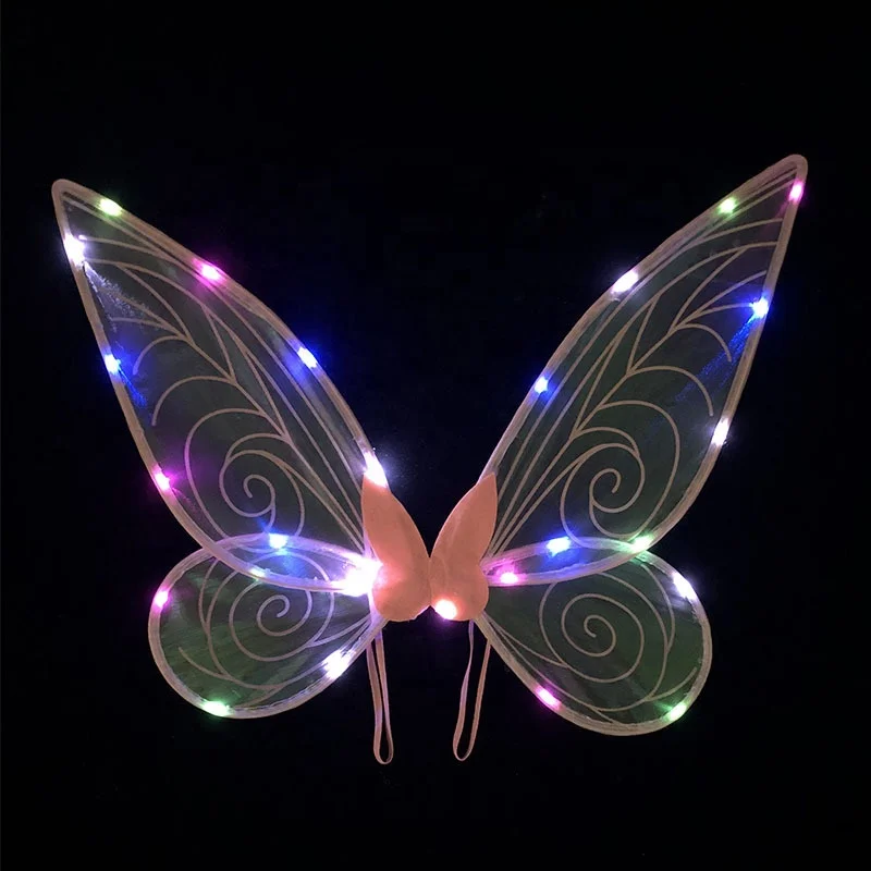 Fairy Elf Princess Angel Wings Halloween Cosplay Costumes Ribbon Performance props children adult DIY luminous wings with light
