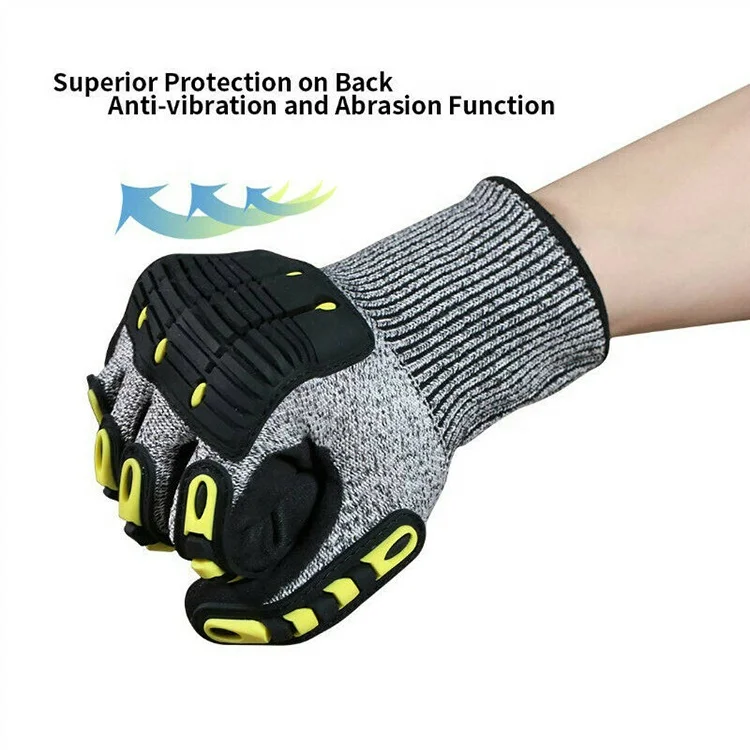 
Flexible Anti Vibration Heavy Duty Firm Grip Impact Resistant Enhanced Cut Protection Glove 