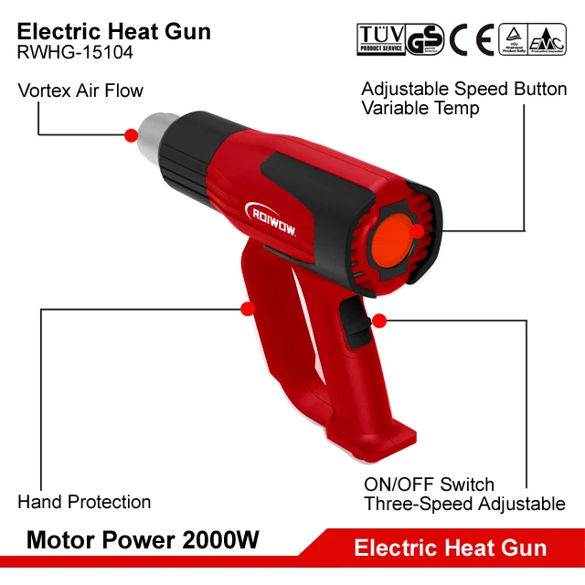 2000W Portable Electric Hot Air Heat Gun Temperature For Plastic Welding Shrink Tubing Soldering Station Craft Heat Gun Machine