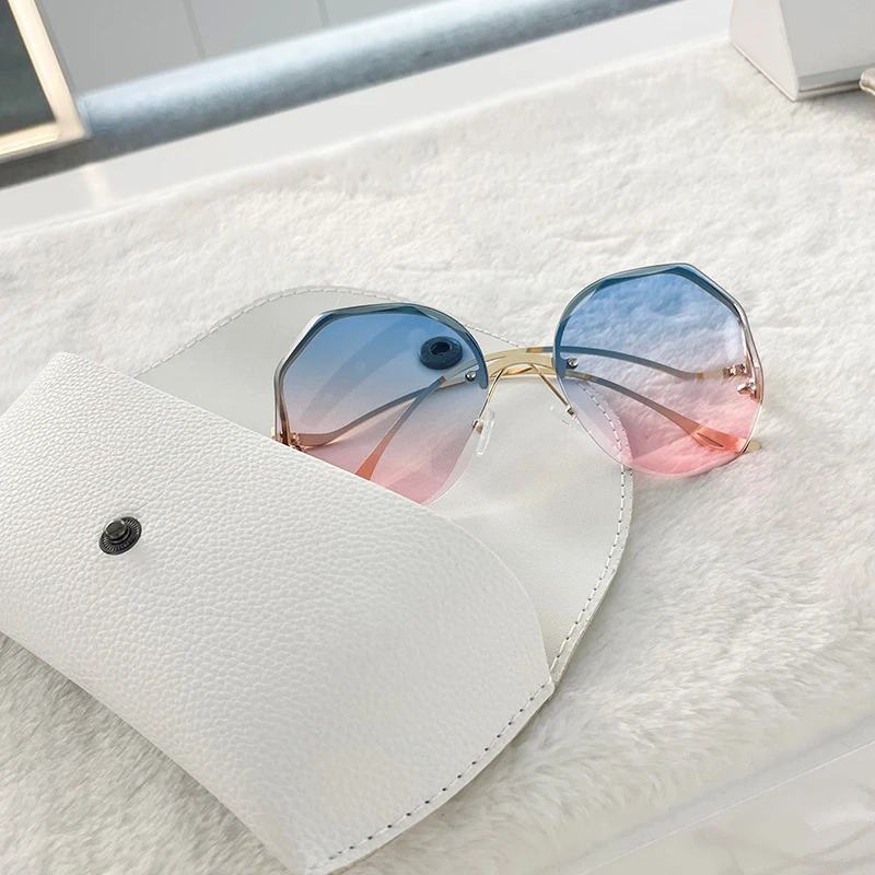 Женские солнцезащитные очки без оправы Gafas, черные брендовые дизайнерские очки без оправы, с металлическими зеркальными линзами, модель 2022, 2021