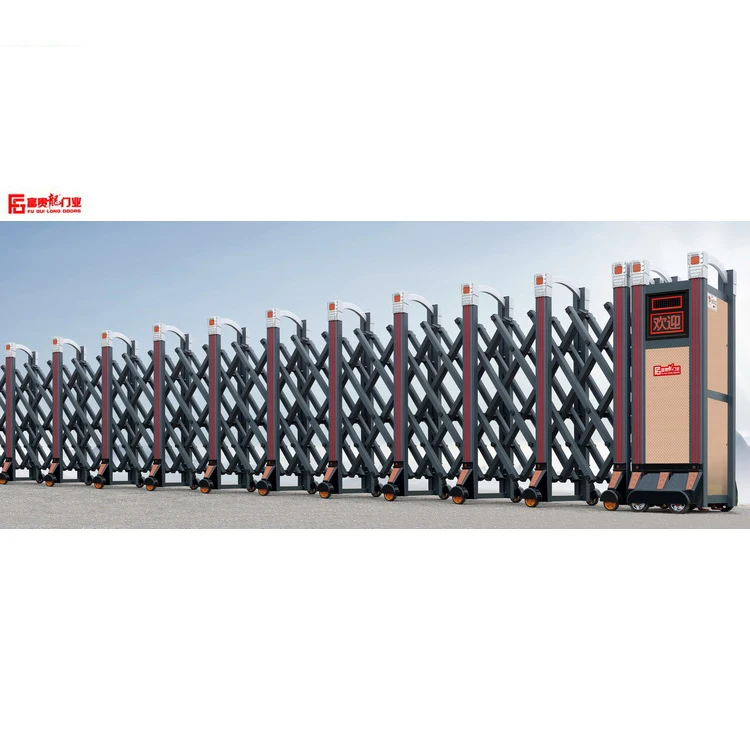 Customized aluminum retractable gate aluminum electric operated retractable gate automatic telescopic door with LED screen