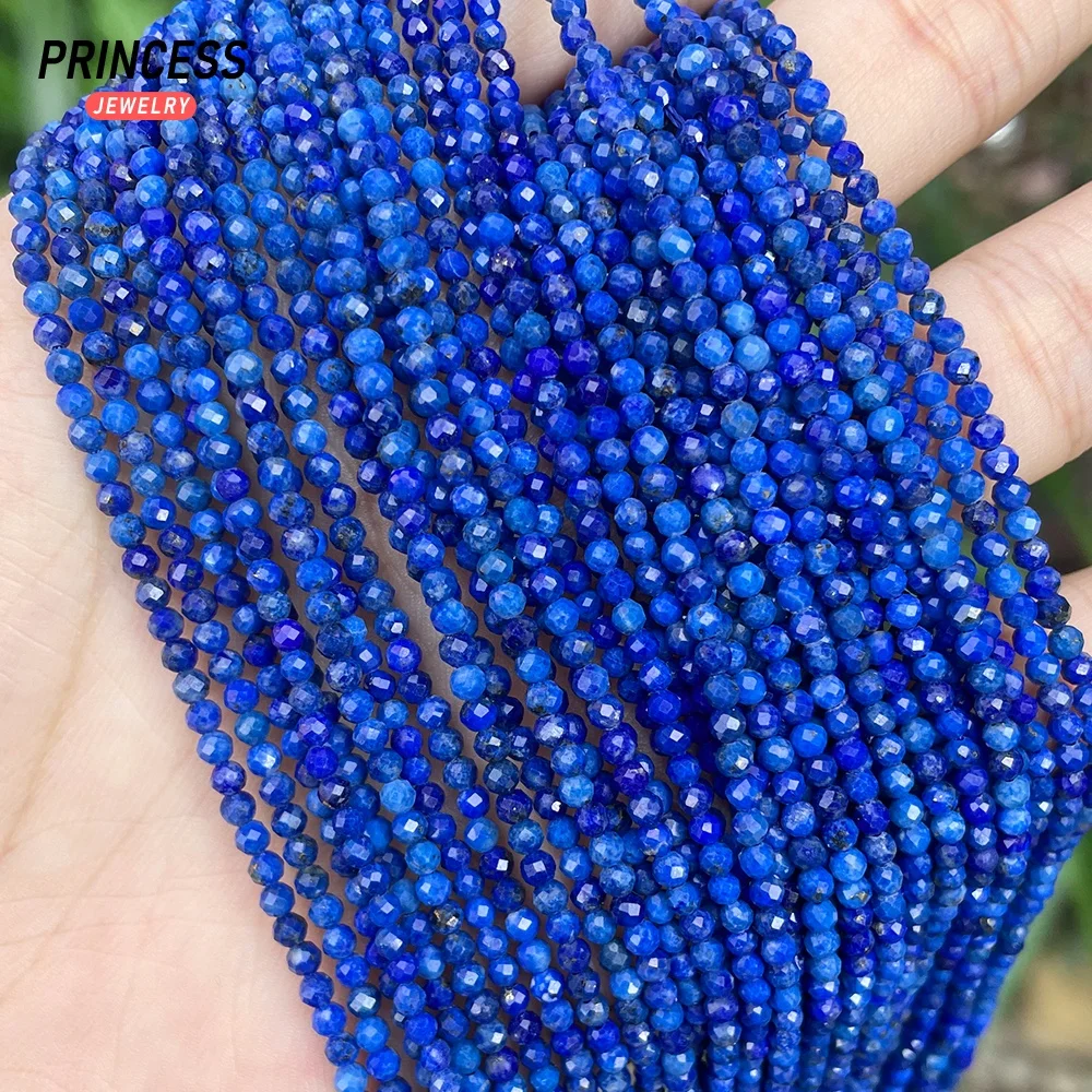 JSES Wholesale A+ Natural Lapis Lazuli Faceted Beads 2/2.5/3mm Loose Gemstone Crystal And Stone Beads for Jewelry Making DIY