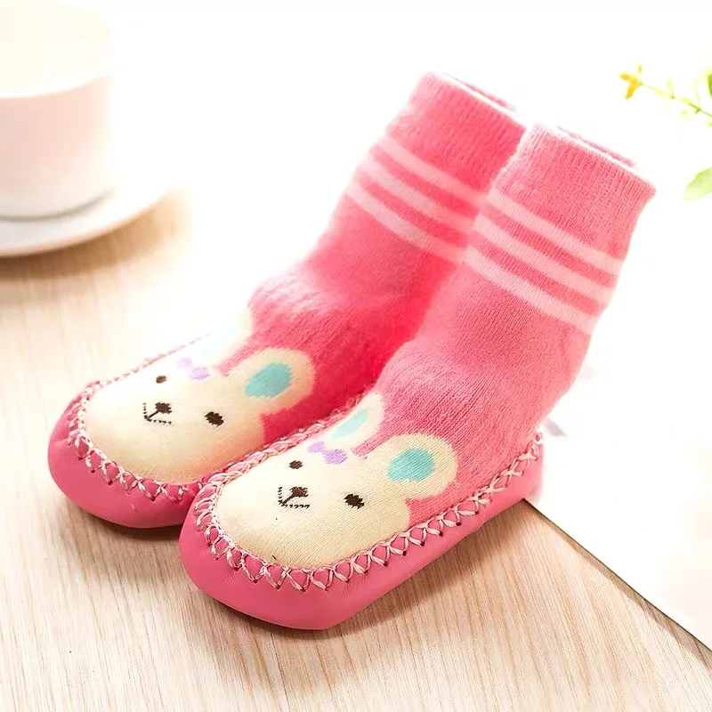 HEPOLILO Baby Jacquard Floor Socks Slippers Leishoes Socks with Rubber Soles Baby Anti-slip Socks