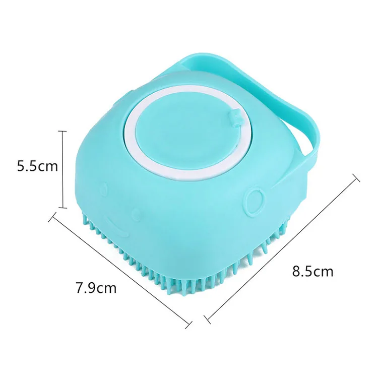 good quality colorful Soft pet and human can use pet bath brush with shampoo dispenser