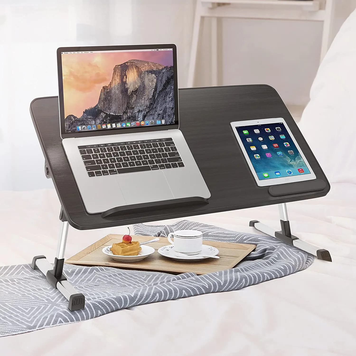 Ergonomic Folding Adjustable Foldable Portable MDF  Home Office Bed Computer Table Laptop Stand Wood