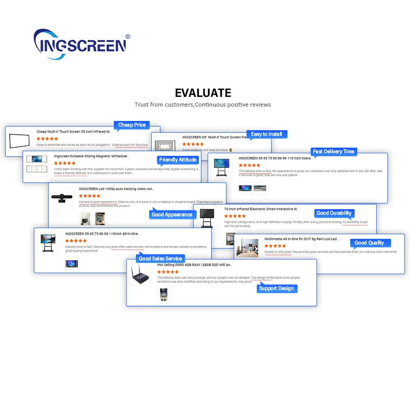 INGSCREEN 85inch 12series Smooth Writing Wireless screen sharing 4k 120hz Android 14 touch board school interactive flat panel