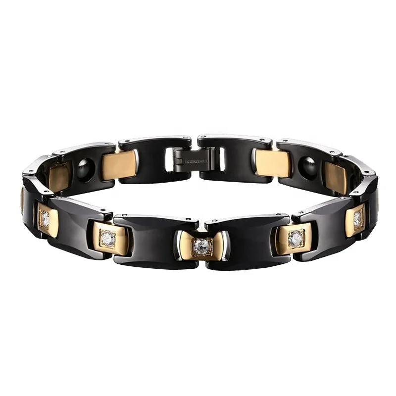 2022 new arrival gold plated tungsten steel therapy health bracelet bio energy ceramic bracelet hematite bio bracelet