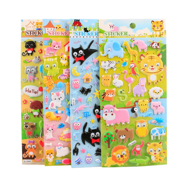 Пузырьковые наклейки оптом в наличии, Детские diy Мультяшные милые фрукты животные, автомобильные объемные наклейки для подарка
