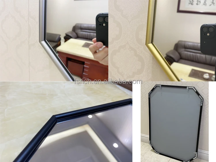 Ruicheng Custom Decorative Wall Mounted Bathroom 3D Aluminium Framed Hexagon Mirror