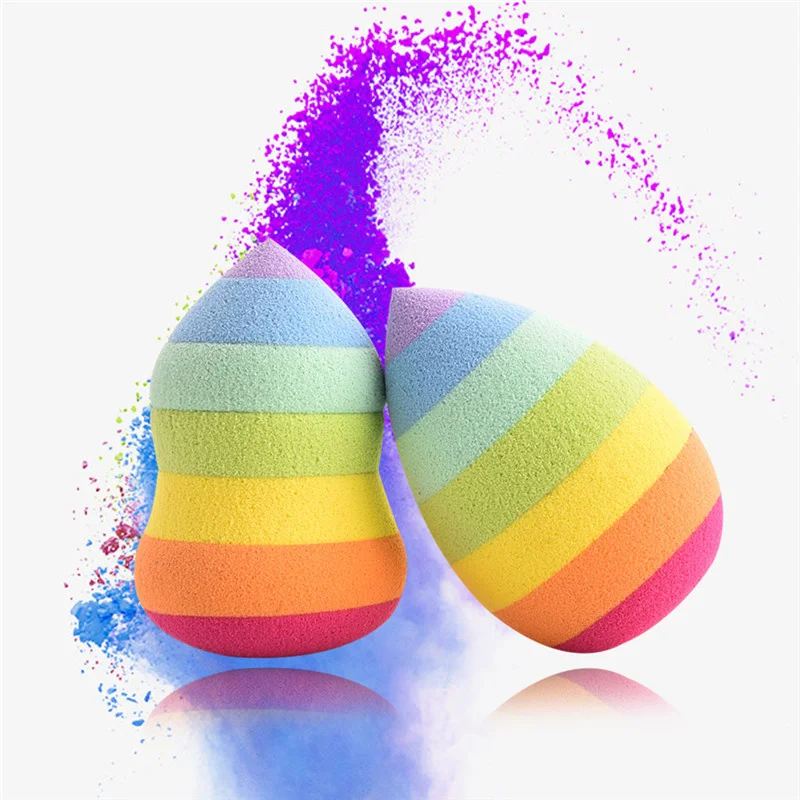 Custom Rainbow Gourd Waterdrop Soft Latex Free Make Up Cosmetic Beauty Makeup Sponge Blender Foundation
