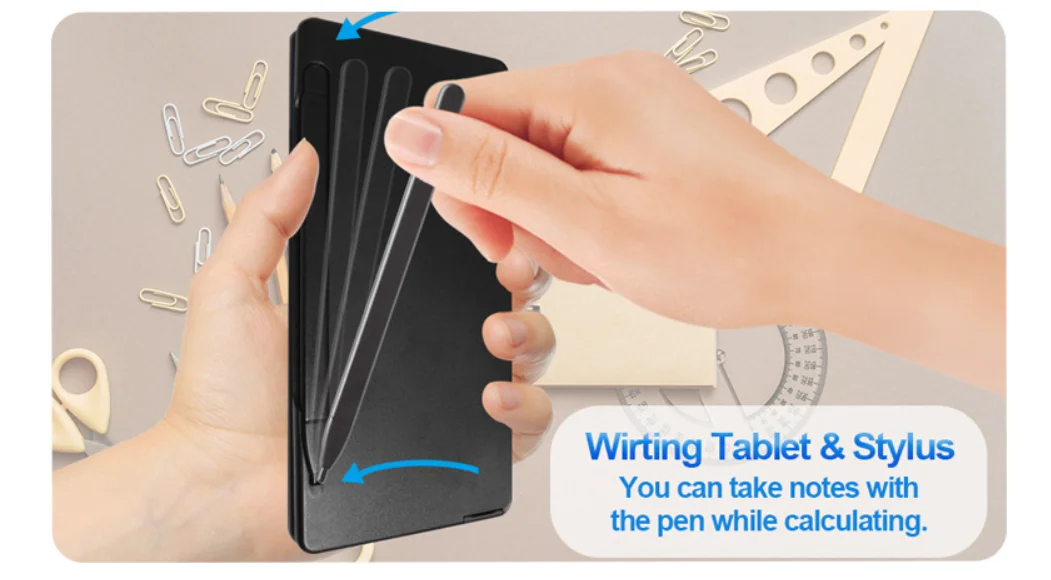 10 Digit Solar Battery Dual Power Multifunction Customizable Logo Calculator with Handwriting Board