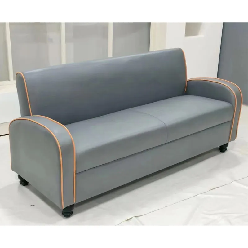 Leather surface material 1.7 meters length sofa cum bed orange high repurchasing rate comfortable backrest quality assurance