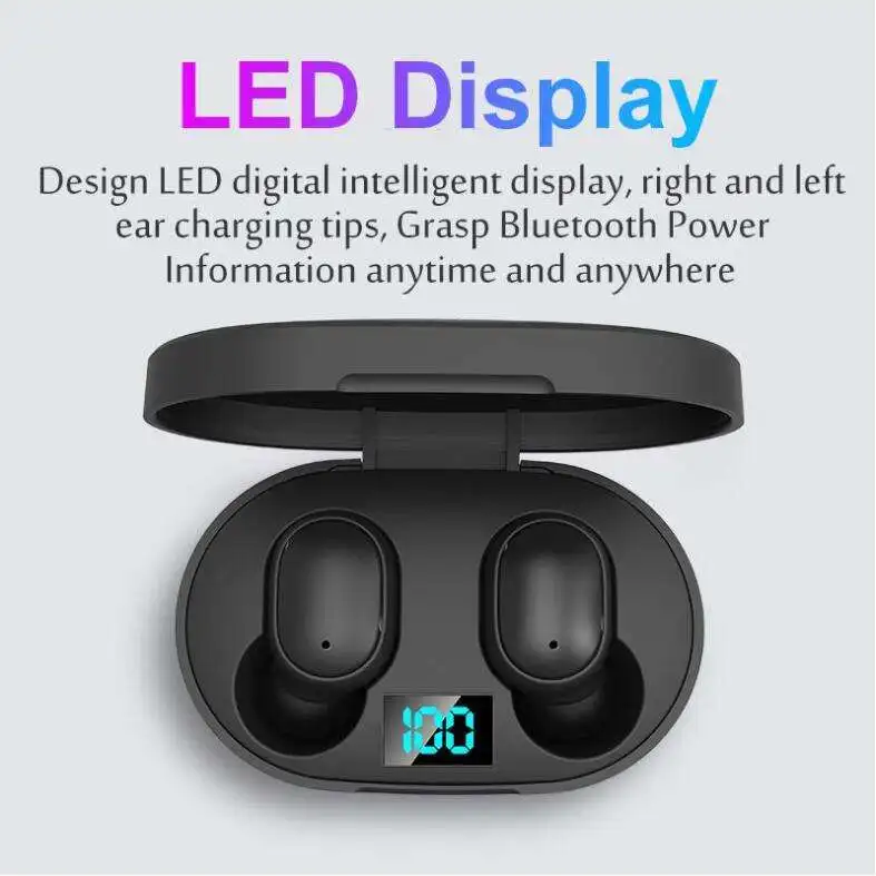 2024 E6S wholesale custom logo Top-Selling Bluetooth Earbud with digital display IPX4 Waterproof Perfect for game Gift Christmas