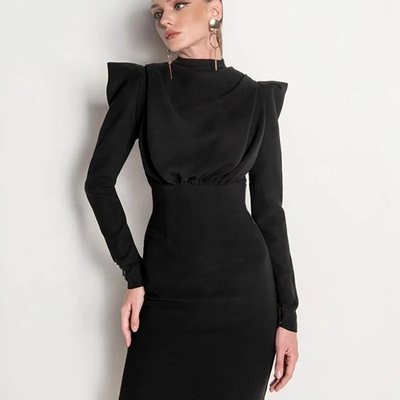 Black evening dress female 2021 new banquet annual meeting temperament birthday party small dress dress can usually be worn