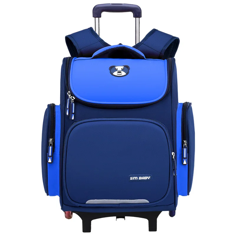 Hot student kid school bags with trolley wheeled wholesale boy and girl trolley school bags custom