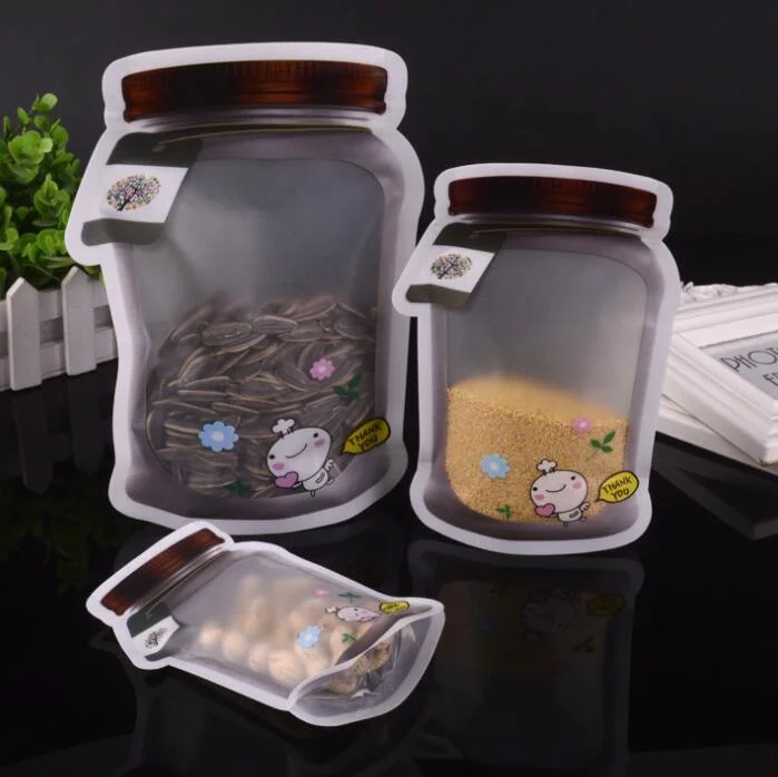 Mason Jar self-sealing bag dried fruit whole grain beef food fresh bag plastic food bag